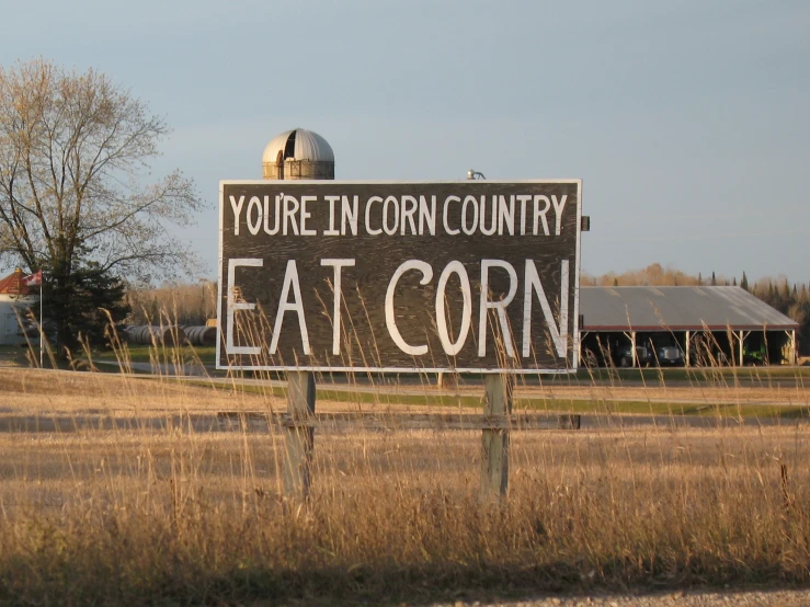 a sign on the side of a road that is in the grass