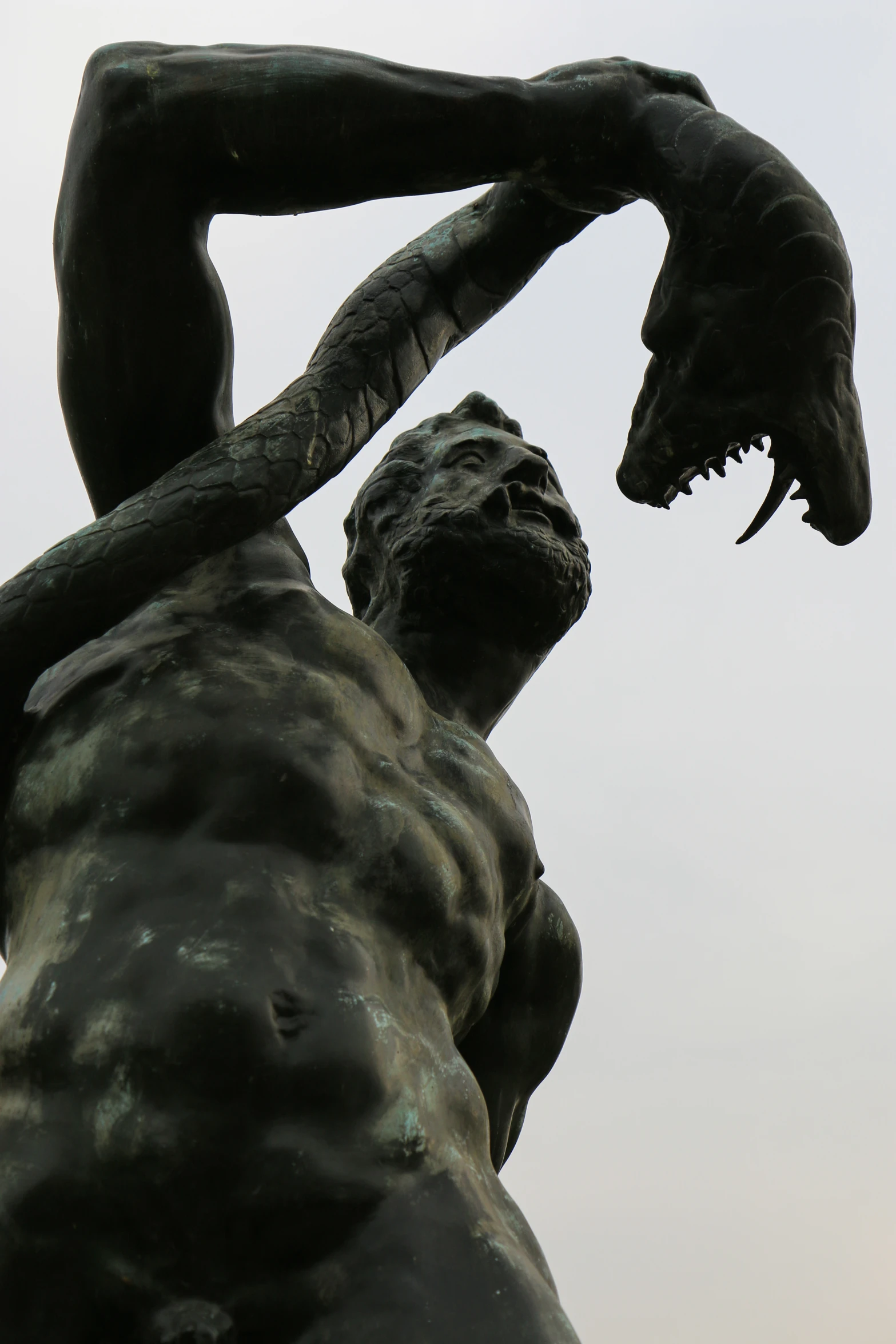 a statue has an enormous bird on its back