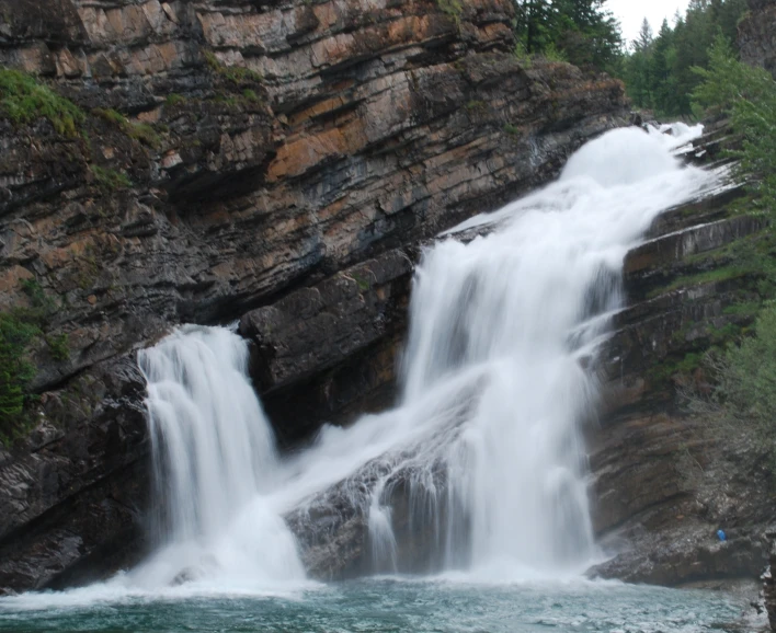 a view of a waterfall, from the side