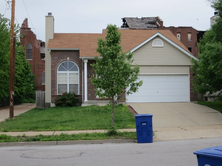 a fire hydrant in front of a very big house