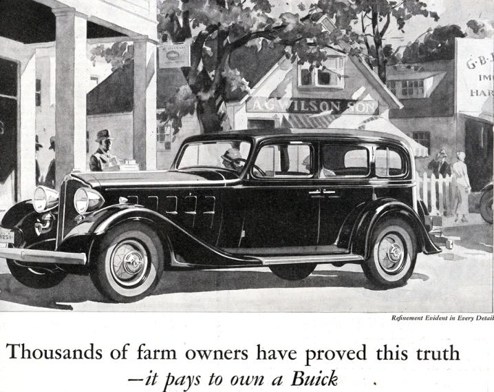 an advertit advertising a vintage ford automobile in a street