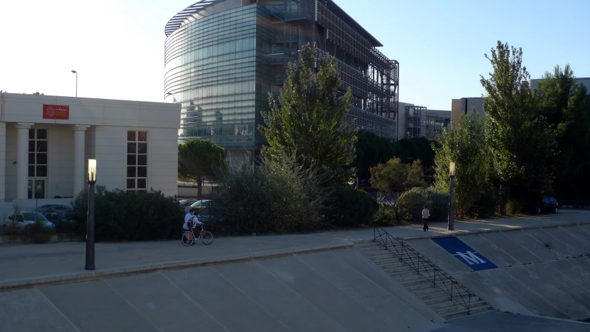 the building has been erected as it stands in front of other buildings