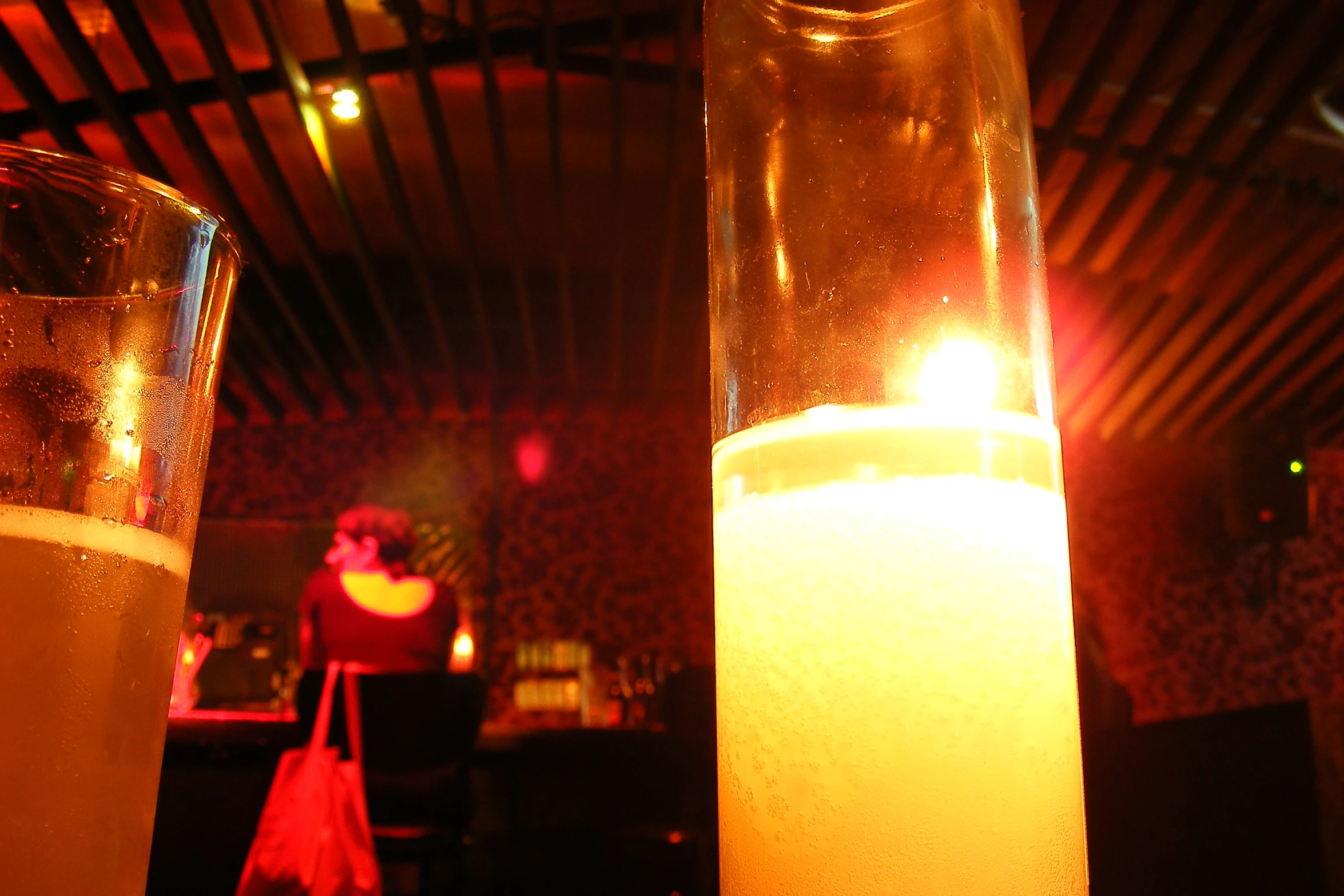 two beverages sitting side by side near one another