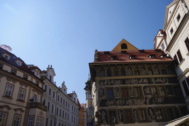 some buildings are in front of the sky