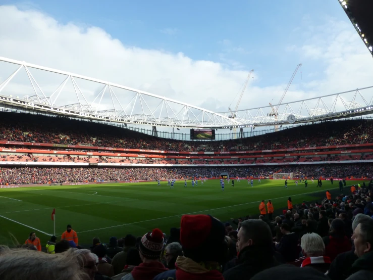 the view from the stands at a soccer game