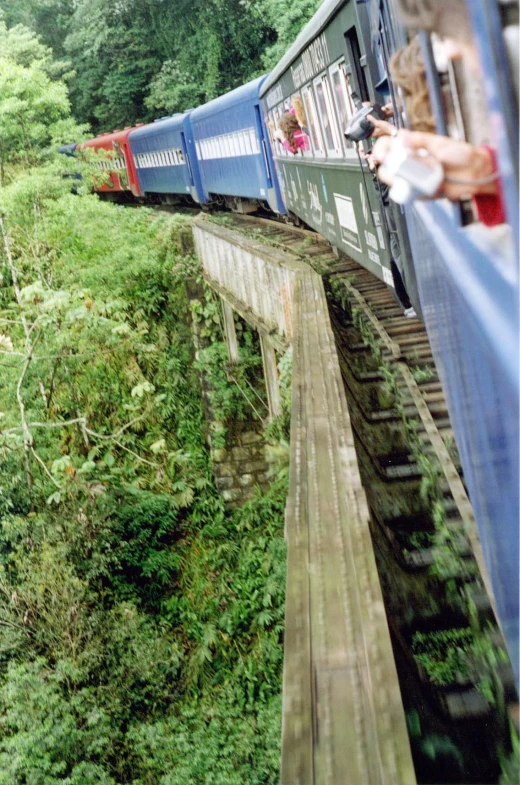 a passenger train travels over an obstacle course