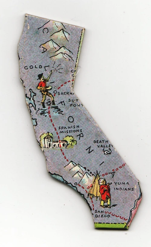 a piece of fabric with the state of california