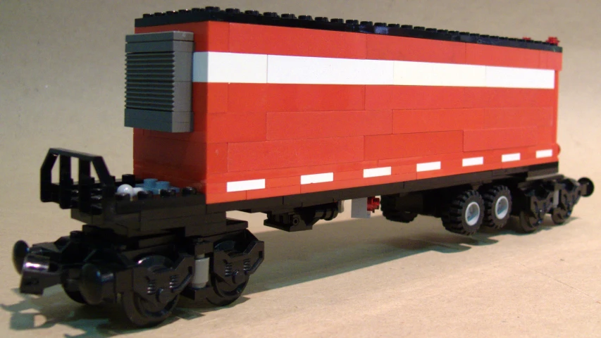 there is a red truck made out of legos