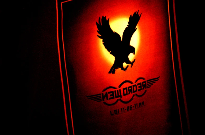 the red lighted po has a silhouette of an eagle