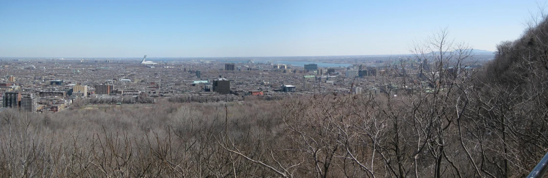 a bird - eye view of a city's skyline as seen from a hill