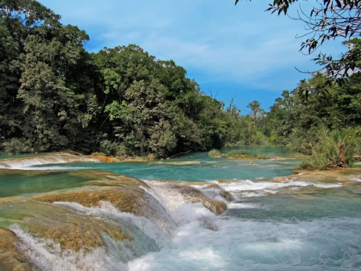 a view of a river flowing in to the water