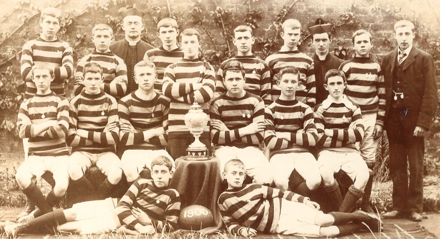 an old - time po of some rugby players