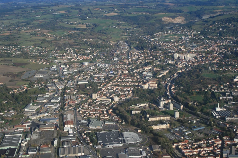 an aerial view of the city area from the air