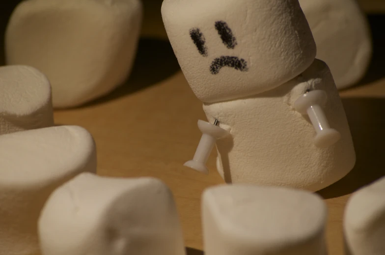 a close up s of marshmallows on the table