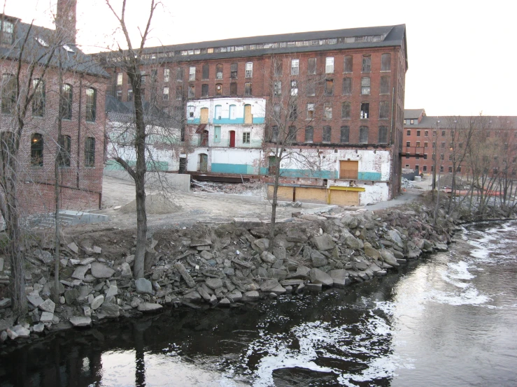 a few buildings that are by some water