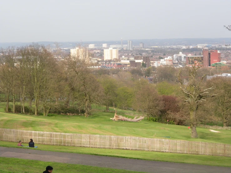 a person sitting on a bench looking out across a city