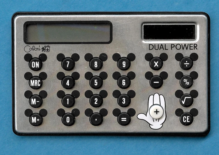 a calculator with mouses and numbers on it