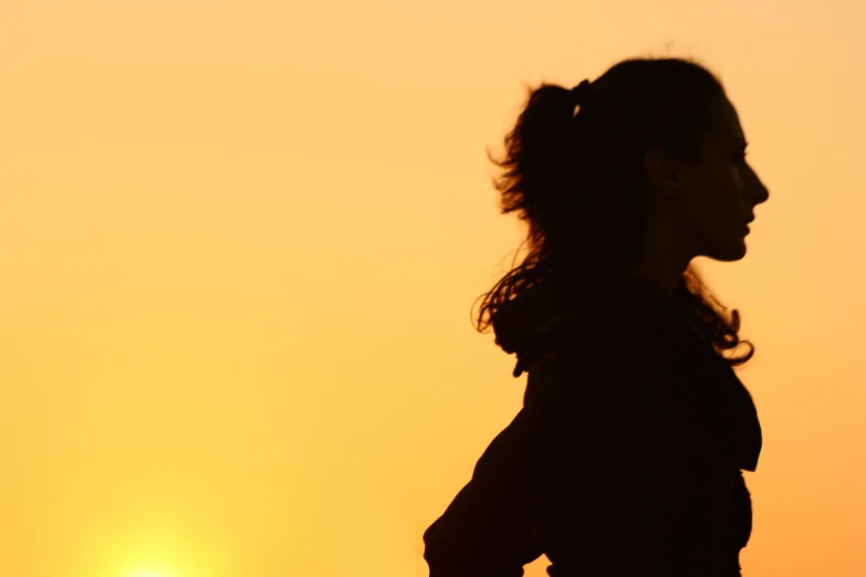a person is standing in silhouette while the sun sets