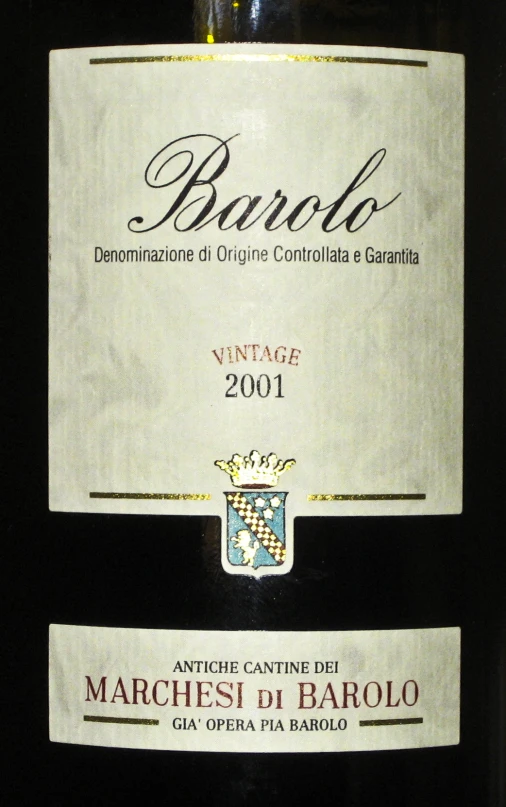 wine bottle label for barondo by marchesi di barolo