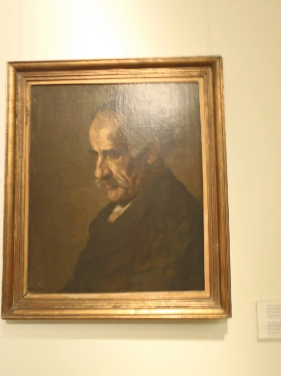 a portrait is shown on the wall in a gallery