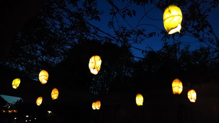 the sky is covered in lanterns during a celetion