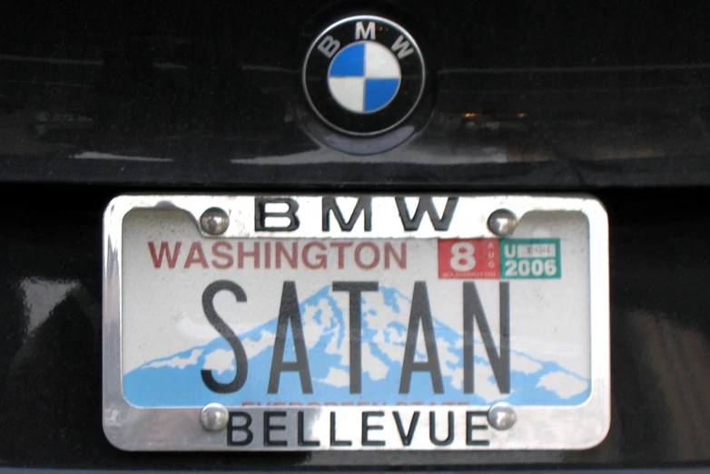 this is a black bmw license plate