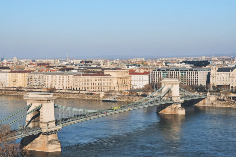 the view of budapest and the bridge that connects it to other places