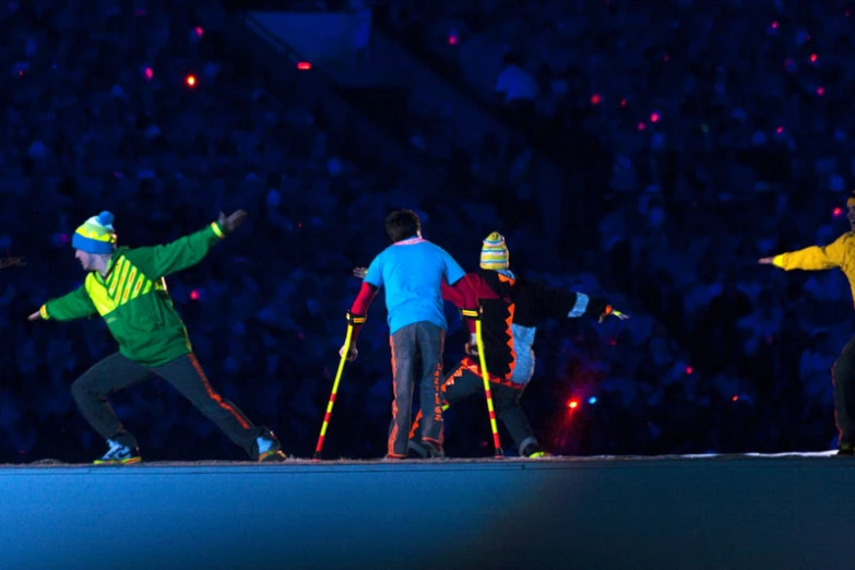 a group of people on skis are in the snow