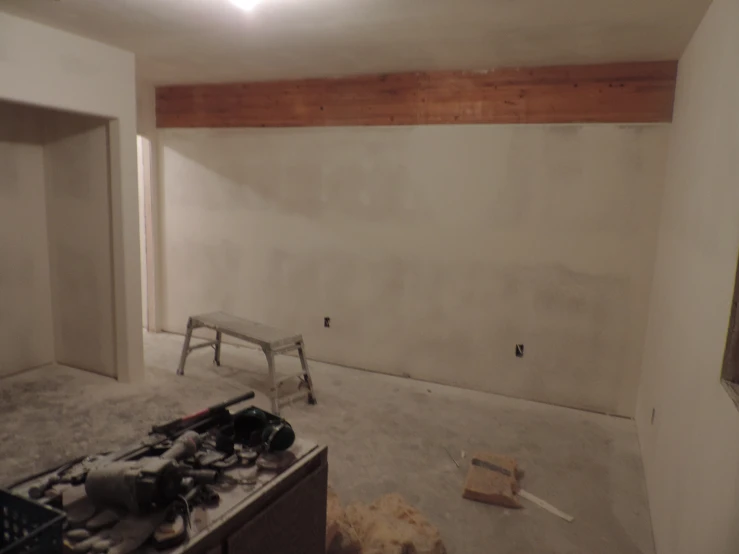 a room with no walls is being renovated