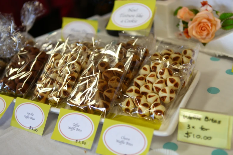 some food on top of a table covered in food