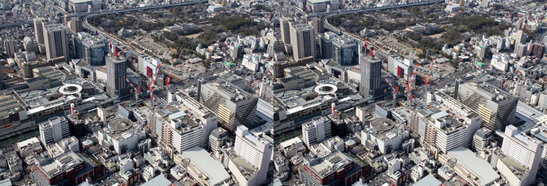 a view of an aerial po of a city from the air