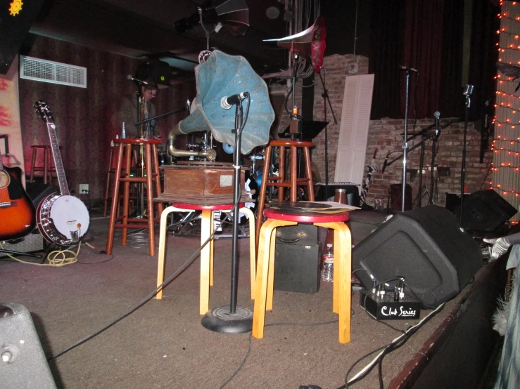 a couple of musical instruments are on a table