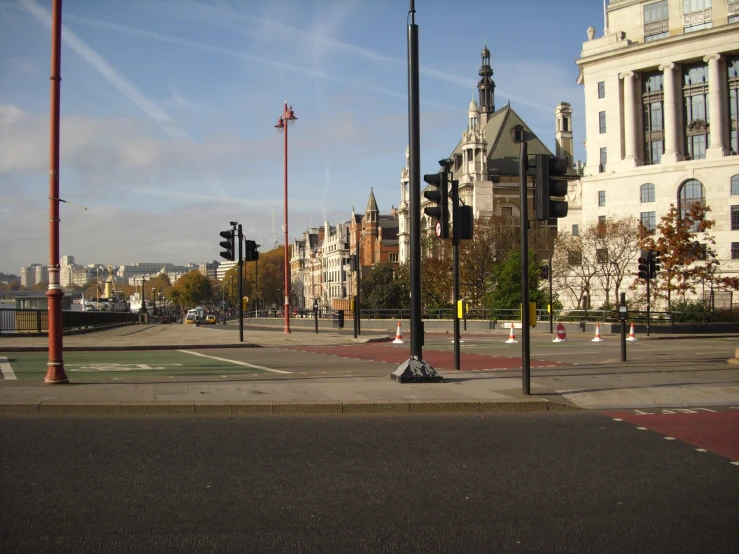 the intersection of two streets is empty of cars