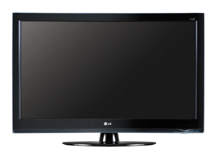 a flat - panel tv turned on with a white background