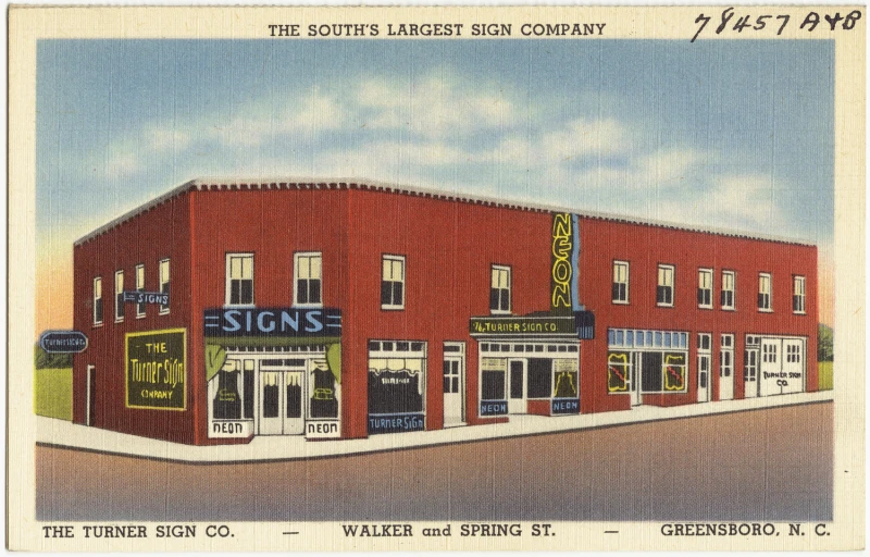 a drawing of an old store building with some signage on it