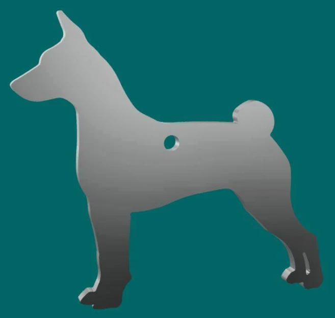 a dog shaped object is standing against a blue background