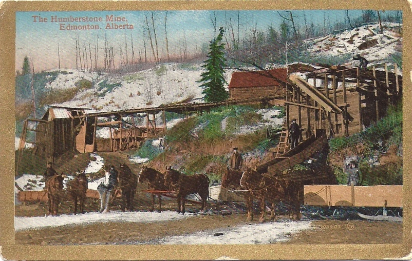 old western town with horses and carriages in winter