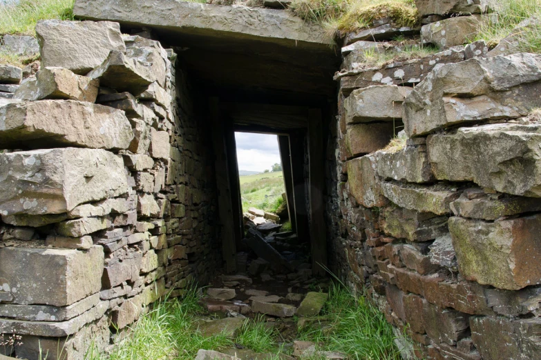 a narrow passage leads out into the distance