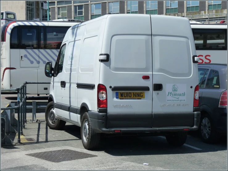 a van is parked in the parking lot