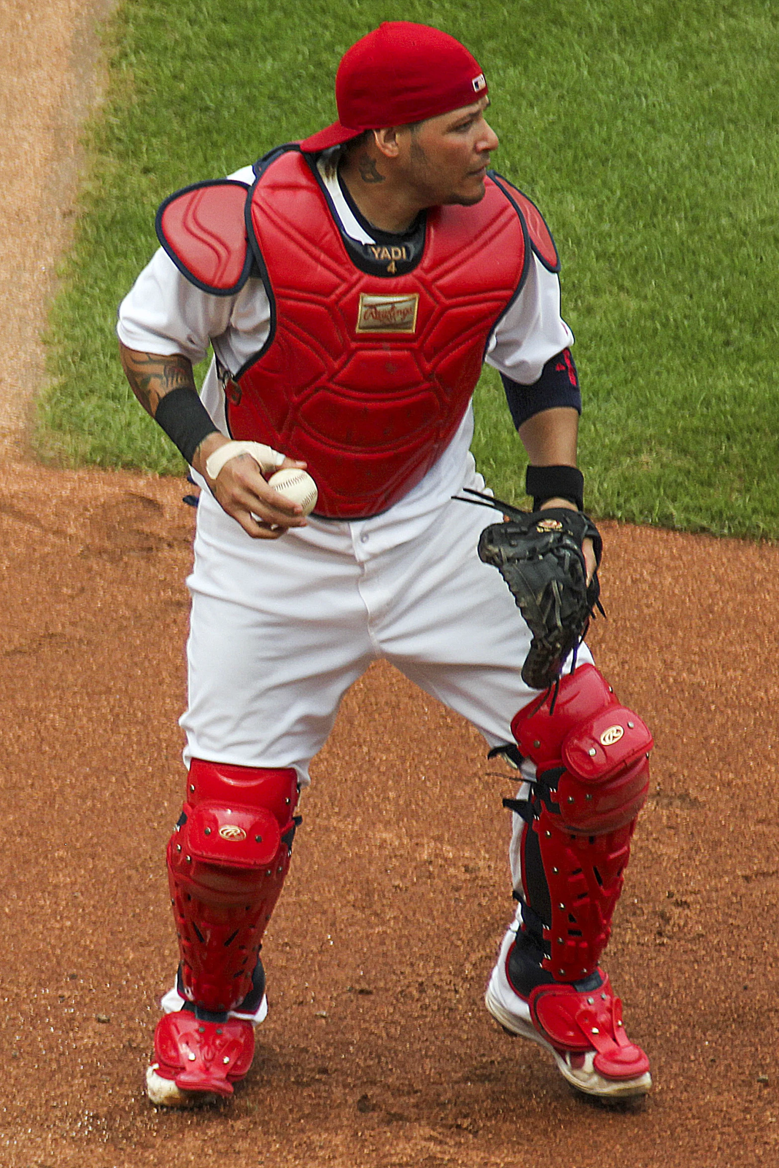 a baseball player has his baseball mitt on