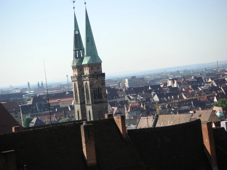 this is an image of a church steeple in the city