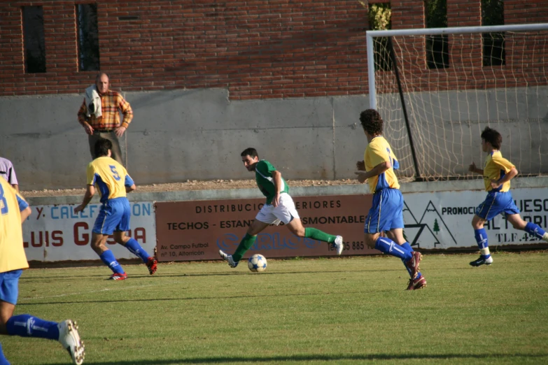 the players on the field are competing in a soccer match