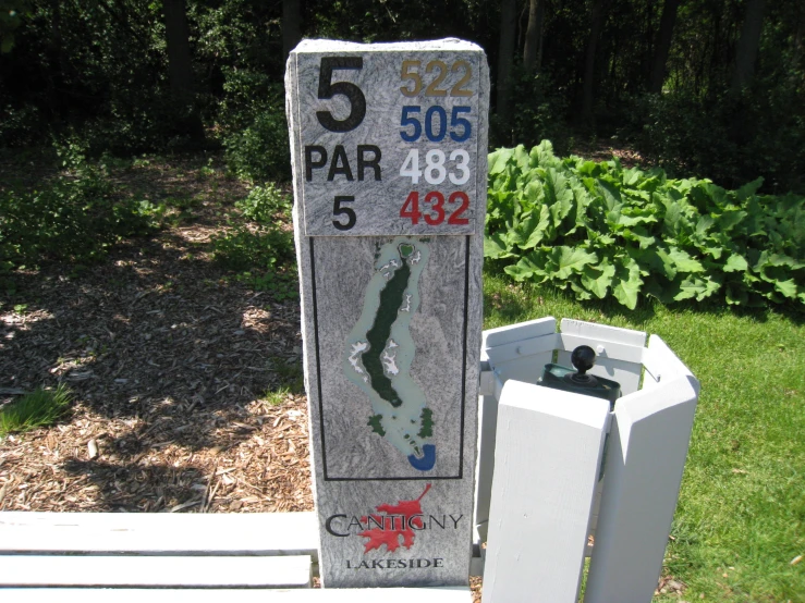 a sign indicating that there are 5 different areas in the park