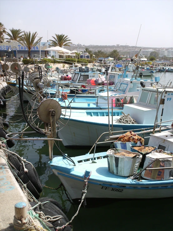 multiple boats in the water and a dock