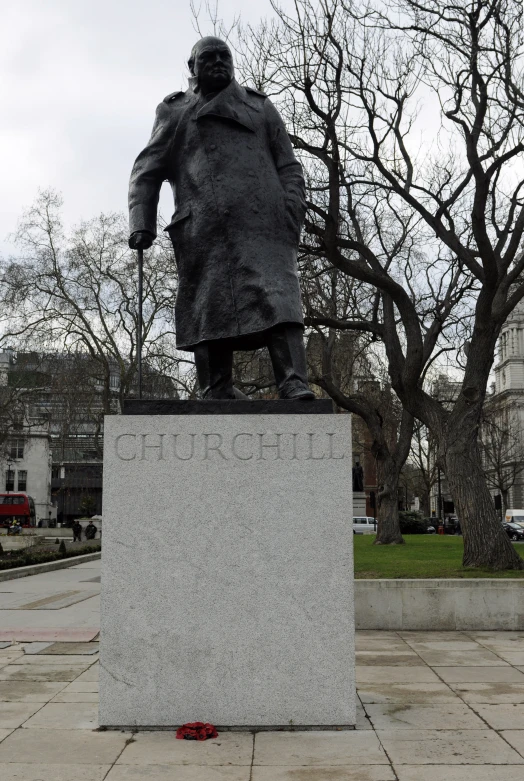 a statue that looks like a man standing on a block