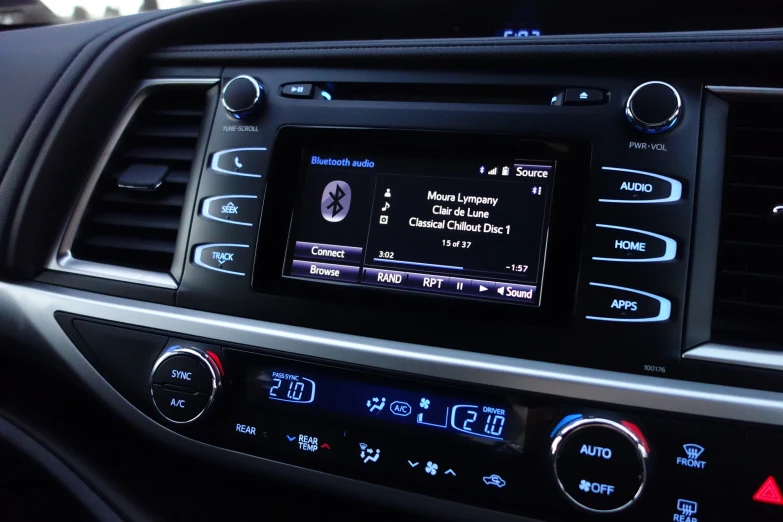 the multimedia panel in a vehicle with an air vent