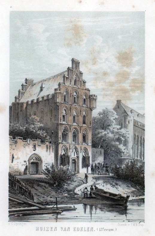 an old picture of a large building