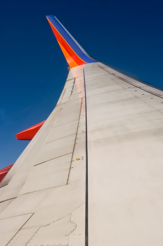 the wing of an airplane looking down on the wing