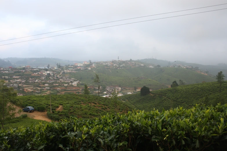 a view of the city on a cloudy day