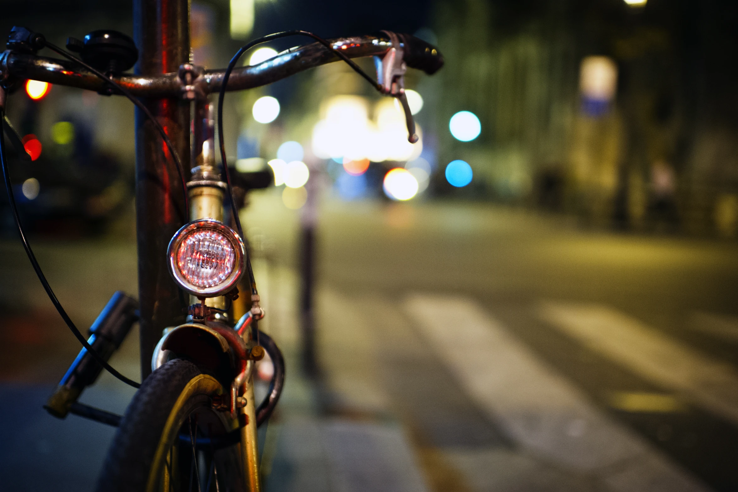 the bike has its handlebars still on the road